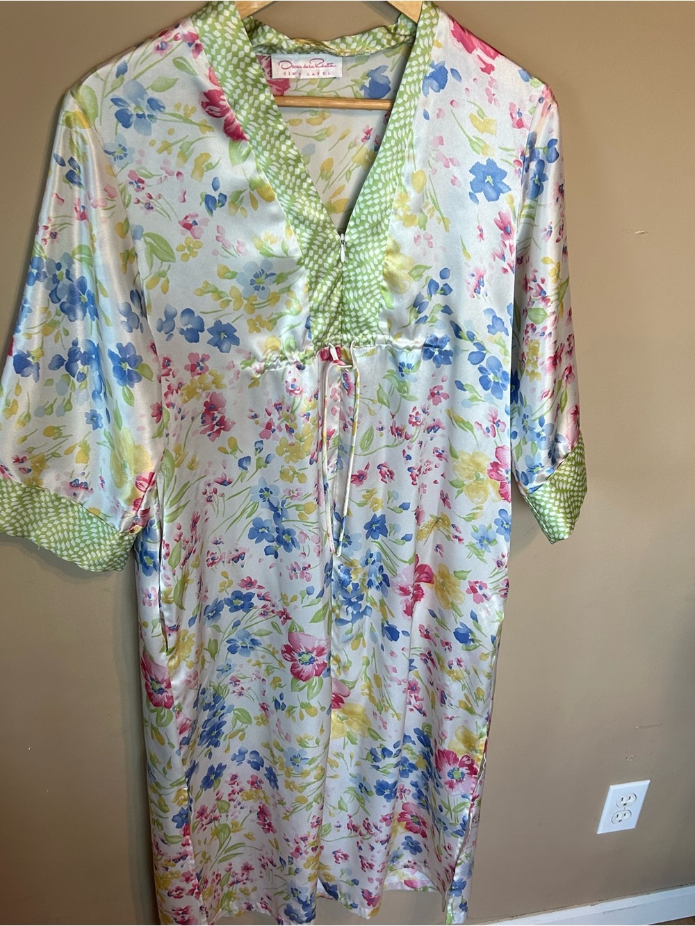 Oscar de la Renta Pink Label Floral Satin Maxi Robe Vintage